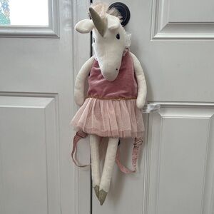 Plush Unicorn Backpack with Pink Dress